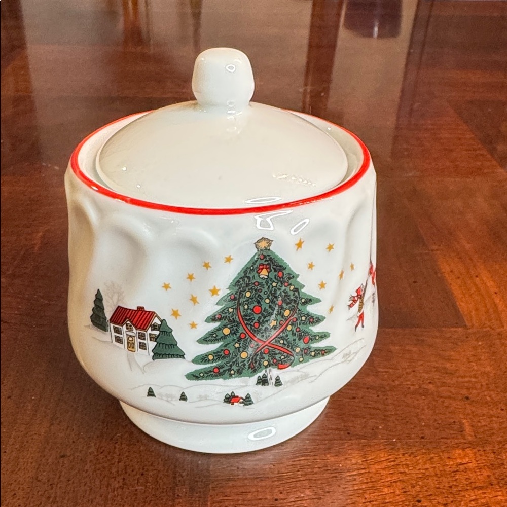 Royal Heritage Christmas Pleasure Village Snow Scene Sugar Bowl